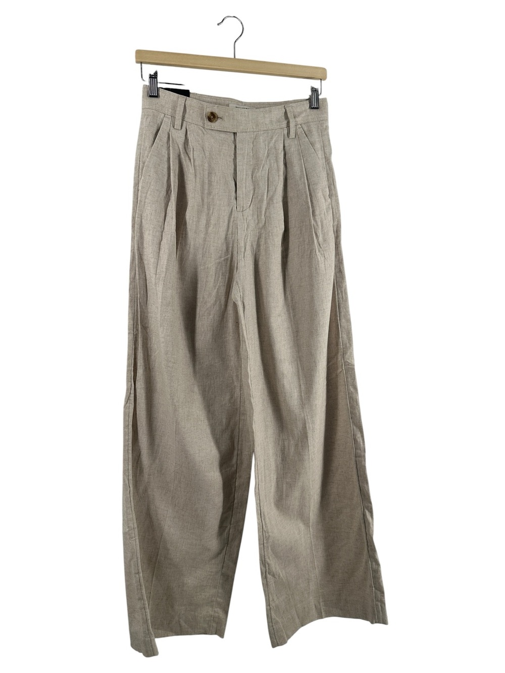 Banana Republic wide leg Linen-Blend Pants Light Oatmeal vacation career sz 0